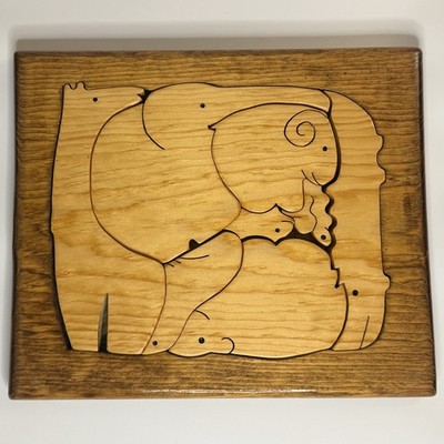 Vintage Animal Puzzle Wooden Toy or Nursery Display Hand Carved MN