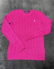 Polo Ralph Lauren Sport Hot Pink Cable Knit Crew Neck Top Sweater - Size M