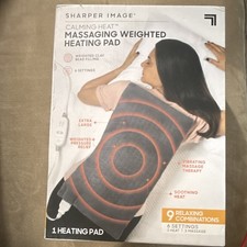 Sharper Image Calming Heat XL Massaging Weighted Heating Pad, Gray/Orange