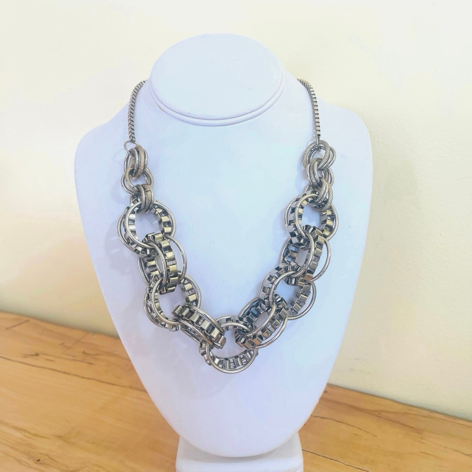 Necklace Statement Interlocking Link Chainmail Ch… - image 4