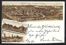 Vorläufer-Lithographie Höchst a. Main, 1895, Farbwerke, Bolongaro, Kirche und S 