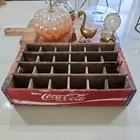 Vintage 1970’s Coca-cola Red Wooden Crate Divided 24 - 6.5oz Glass Coke Bottle