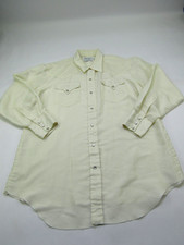 VTG H Bar C Long Tail Shirt Mens 17 1/2-34 White Pearl Snap Rockabilly Cowboy