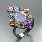 Unique ring Natural Lavender Quartz Ring 925 Sterling Silver Size 8 /R477649