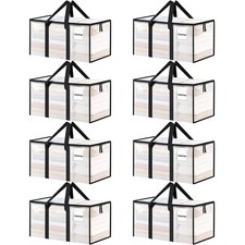 8 Pack Heavy Duty Clear Moving Bags Storage Totes with Zippers and Handles New