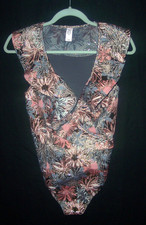 VICTORIA  S SECRET Dream Angels Shine Brocade Ruffle Floral Bodysuit Large T3