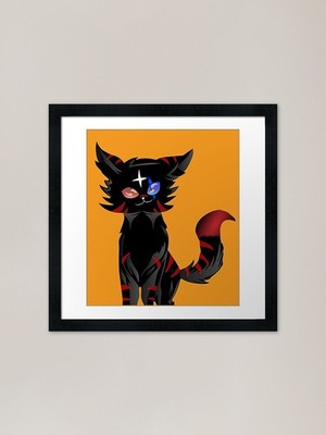 Schwarze Katze - Illustration Design Fra gerahmtes Wandbild Poster Leinwanddruck Bild