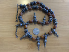 ANTIQUE ETHNIC TRIBAL YEMENITE TIBET FATURAN AMBER RESIN SILVER BEAD NECKLACE — photo 2