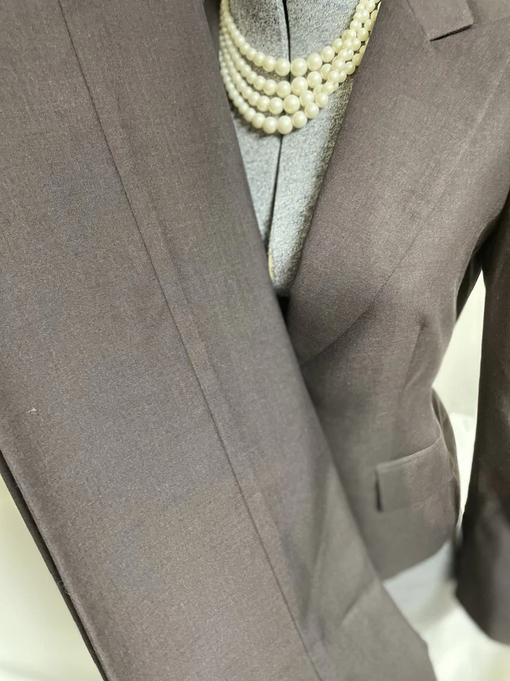 NUEVO Traje Pantalón Anne Klein Talla 4 Conjunto de Dos Piezas Bolsillos Ejecutivo Marrón Profundo Lana Foto 4 de 4