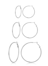 Stainless Steel Large Hoop Earrings,316L Lightwight Hoop Earrings Set for Wom...
