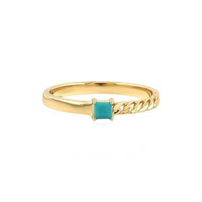 Echter Türkis Ring massiv 14K Gelbgold gedreht Handarbeit Ring für Sie