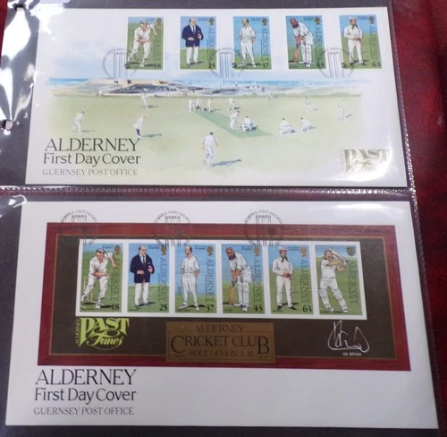 GB QEII FDC x 2. Guernsey Post Office Past Times - Cricket (413)
