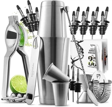Bar Set Cocktail Shaker Set, Stainless Steel Mixology Bartender Kit, 28PC Cockta