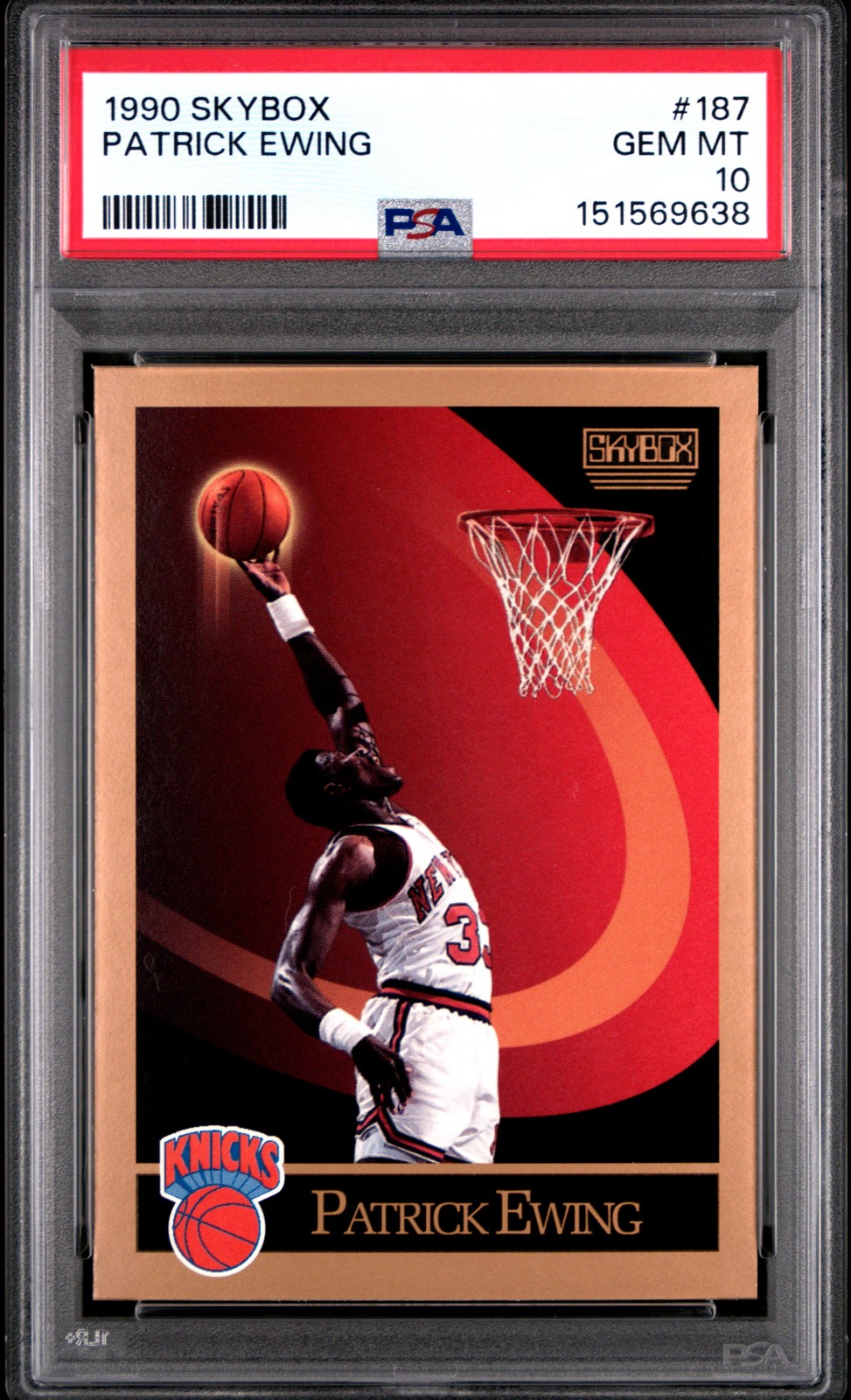 1990 SKYBOX #187 PATRICK EWING PSA 10