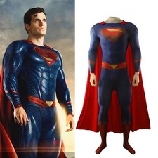 SUPERMAN Jumpsuit Cosplay Clark Kent Bodysuit Cloak Costume Adult Kids Halloween
