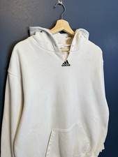 Y2K Adidas Center Logo White Cotton Hoodie Men  s Small