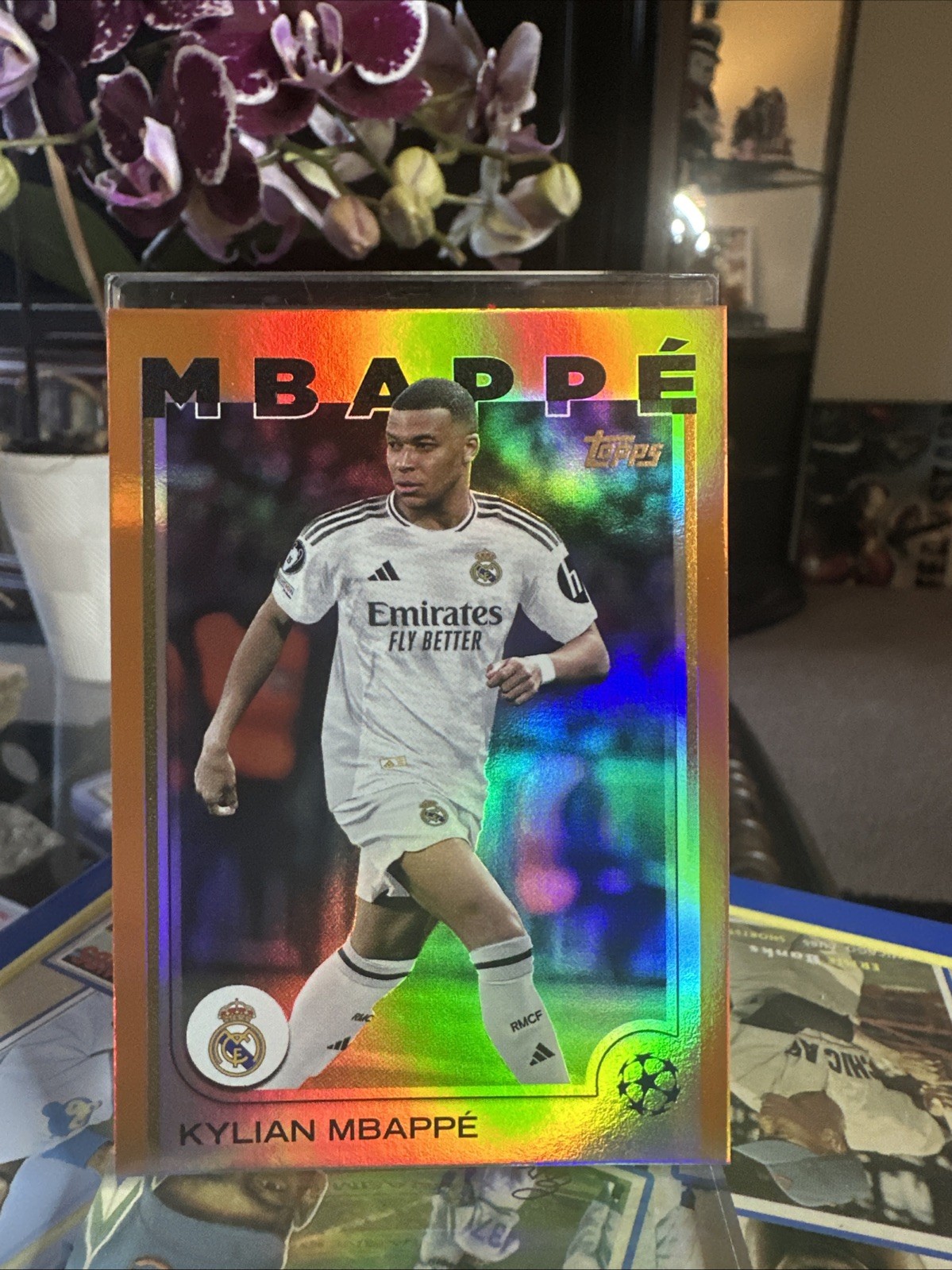 2024-25 TOPPS UEFA CLUB COMPETITIONS KYLIAN MBAPPE #1 ORANGE FOILBOARD  /25