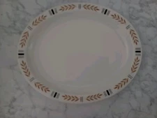 HOMER LAUGHLIN Emory Wheat Restaurant Ware Best China Oval Platter Black & Wheat