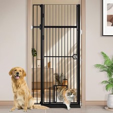 Extra Tall Pet Gate with Cat Door, 30"37.5" Adjustable, NoDrill, AutoClose