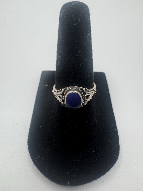 VINTAGE 925 STERLING SILVER LAPIS LAZULI RING SIZE 5