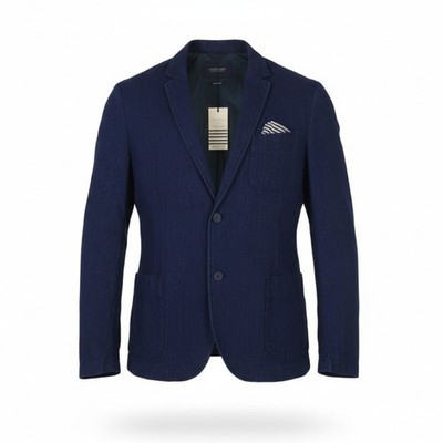 SCOTCH & SODA Herren Blazer M dunkelblau Baumwolle Kerb Revers Einreiher *