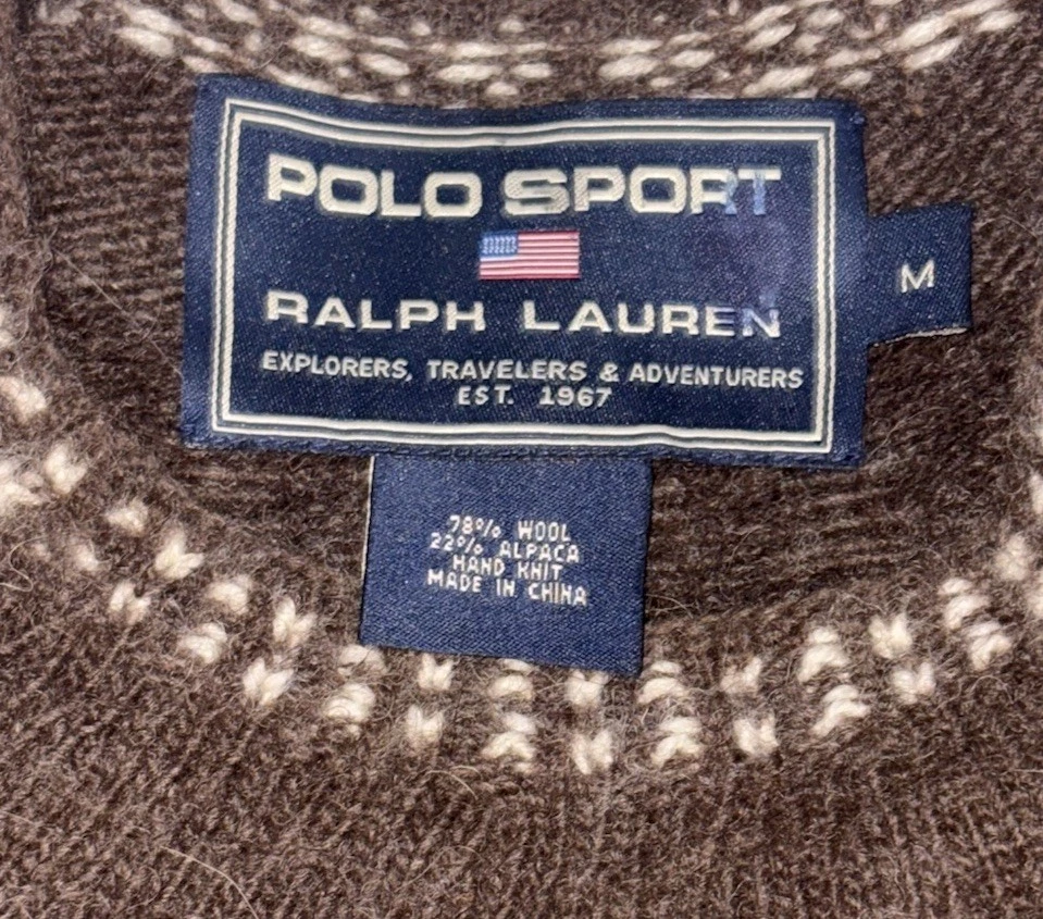Suéter Nórdico Vintage Polo Deportivo Ralph Lauren Lana Alpaca Fair Isle Para Hombres M Foto 2 de 4