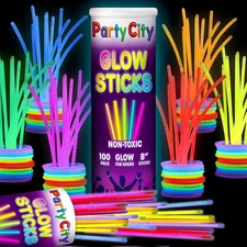 100-Pack 8” Glow Sticks with Connectors – Neon Party Favors & Decorations