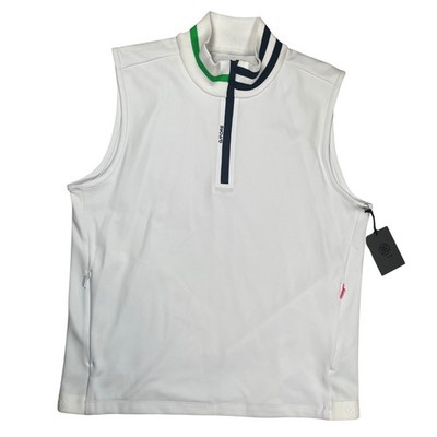 New G/FORE Double Knit Pique Vest Mens Large White Quarter Zip Neck Golf NWT
