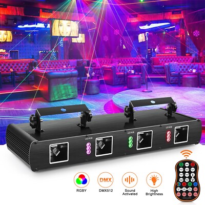 U`King RGBY Laser Projektor DJ Bühnenlicht mit Fernbedienungen DMX Lichteffekt
