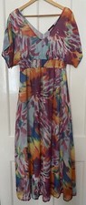 SO FABULOUS multicoloured v neck maxi dress sz.16