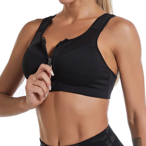 High Impact Sports Bra Women's Shockproof Front Zipper Closure Adjustable Straps - Picture 6 of 41