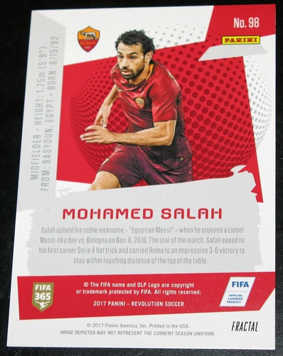 Panini Revolution 2017 Mohamed Salah fractal como Roma #98 - Imagen 2 de 3