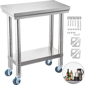 24x12 Kitchen Stainless Steel Work Table Storage Capacity With 4
