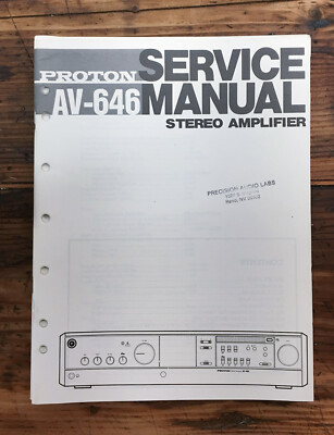 Proton AV-646 Amplifier  Service Manual *Original*