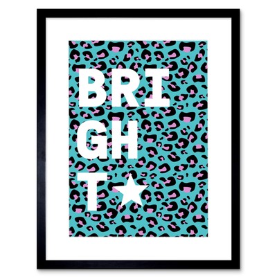 Leopard blau und lila Worte hell Kunstdruck gerahmtes Poster Wanddeko
