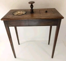 Antique Vintage Wooden Smoking Zodiac Ashtray Stand 19" Side Table Nightstand