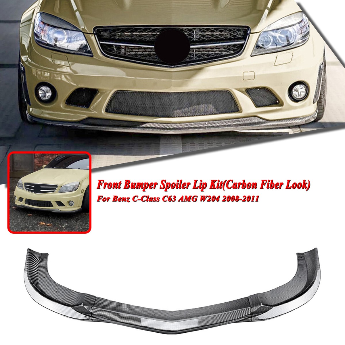 mercedes benz w204 c class carbon fiber front lip Suvneer VRS Designed This not only contributes to improved aerodynamics but also ensures durability and resilience under various driving conditions Carbon Fiber Look Front Bumper