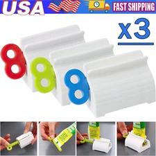 3x Toothpaste Squeezer Bathroom Tube Easy Stand Dispenser Rolling Holder Seat