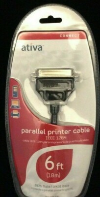 Ativa Connect Parallel Printer Cable IEEE 1284 6Ft 828-530 DB25 Male/CEN36 Male 