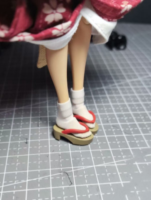 1/12 Scale Red leaf kimono&clogs Model for 6''Figma GynoidSnail shell(no Figure)