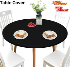 Round Fitted Table Cover  Spandex  Stretch Cover NEW 60 inch Black  Table Cover