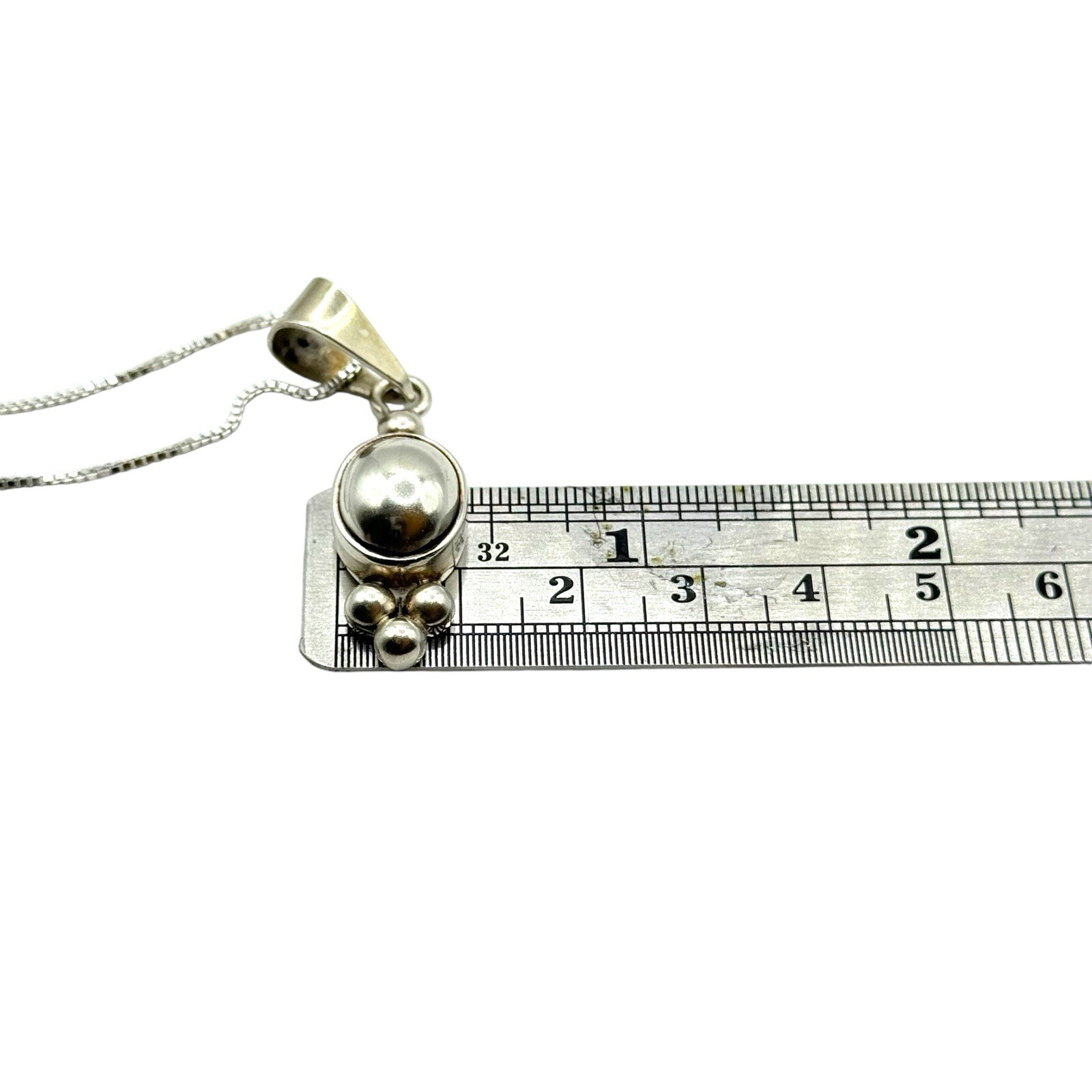 Sterling Silver 925 Solid Cabachon Dot Pendant Ne… - image 11