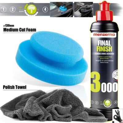 Politur Auto Set Menzerna Final Finish 3000+Applikator medium cut XL+Mikrofaser