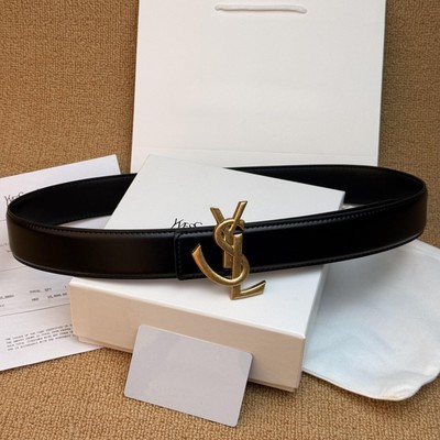 Black classic smooth-buckle men's belt