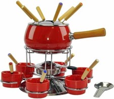 SET FONDUTA 23 PEZZI BOURGUIGNONNE EVA ACCIAIO ROSSA LUCIDO FORCHETTE CIOTOLE