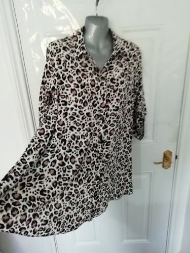 ROMAN Size 10 Beige Black Brown Animal Print Shirt Tunic Blouse Top NEW RRP £30 - Picture 4 of 12