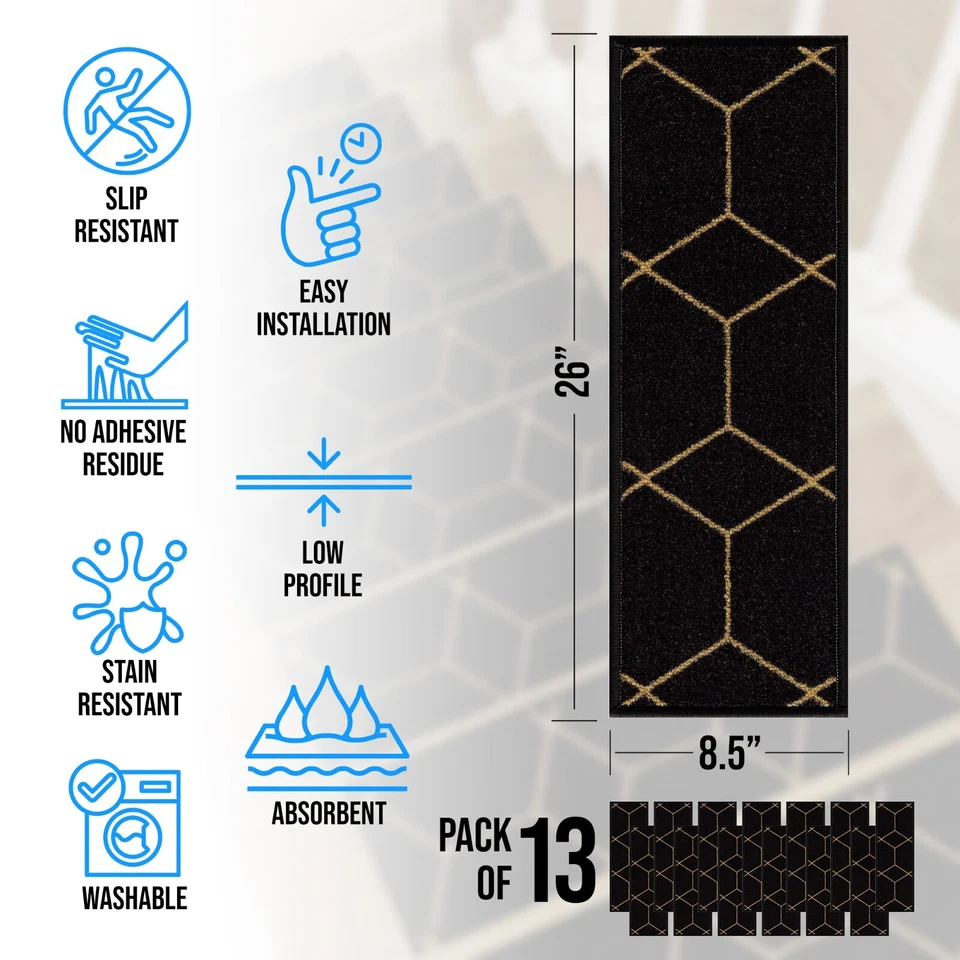 Peldaños de escalera duraderos antideslizantes antiadhesivos resistentes a las manchas lavables 8"x26" Foto 2 de 4