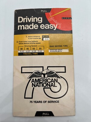 Vintage Miles Per Gallon Finder Driving Made Easy 1977 American National 75 Year