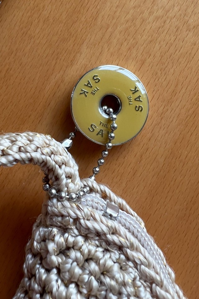 The Sak Crochet Small Crossbody Bag Beige with Gold Threads eBay