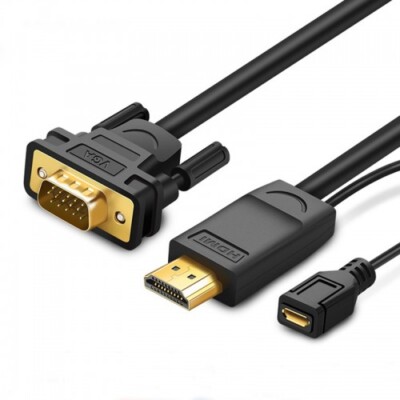 Ugreen HDMI to VGA cable Video Converter Adapter Cable with MicroUsb Power Cord